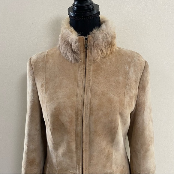 Via Veneto Jacket Womens Size Medium Tan  Lambskin Coat Penny Lane Joplin - Picture 3 of 17